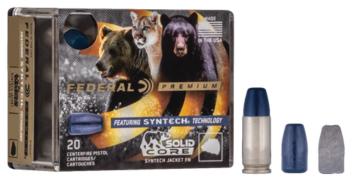 Federal Premium Personal Defense Punch Ammunition P45SHC1 , 45 ACP +P, Syntech Jacket FN, 240 GR, 1000 fps, 20 Rd/bx