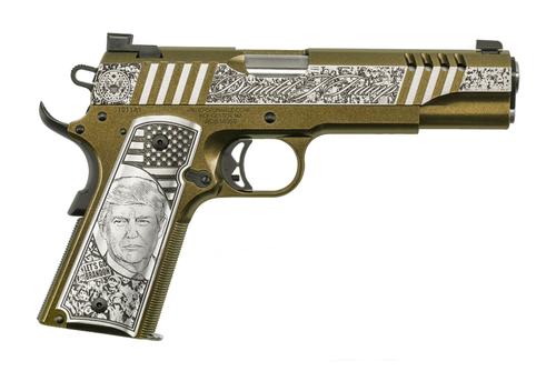 Auto-Ordnance Corp 1911 Trump Rally Cry Pistol 1911TCAC12N, 45 ACP, 5in, Custom Engraved Aluminum Grips, 7 Rds