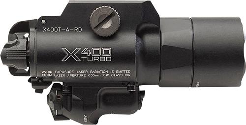 Surefire X400T-A-RD Turbo WeaponLight w/ Red Laser X400TARD, 650 Lumens, Black Finish
