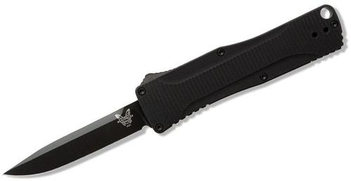 Benchmade Auto Folding Knife w/Plain Edge Black DLC Clip Point Blade (4850BK)