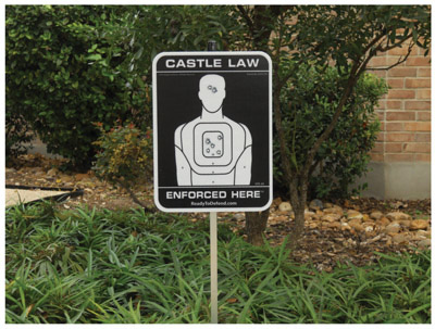 Ready To Defend "Castle Law Enforced Here" Yard Sign