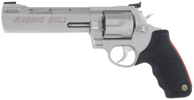 Taurus 44 Raging Bull Large Frame Revolver 2444069, 44 Remington Mag, 6 1/2", Soft Rubber Grip, Stainless Finish, 6 Rd