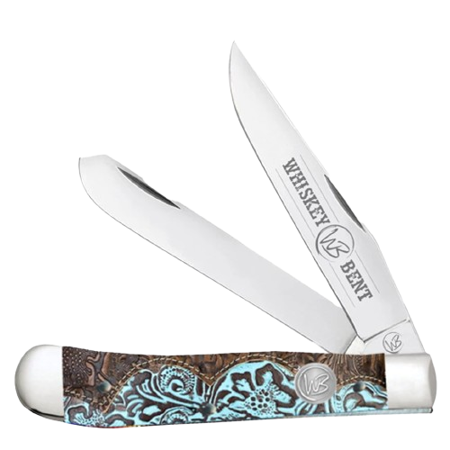 Whiskey Bent Knives Trapper Knife w/Clip Point & Spey Blade, Tooled County Handle (WB11-88)
