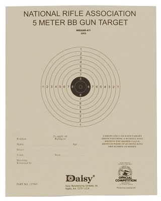 Daisy 408 Air Rifle Paper Targets 5 Meter 50 Pack