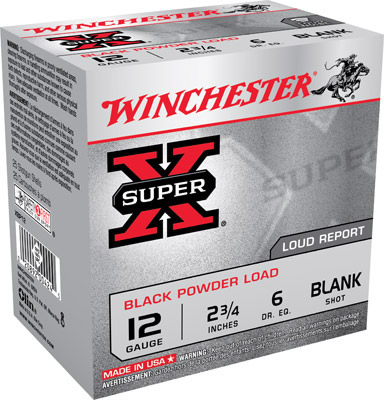 Winchester Blank Ammunition XBP12, 12 GA, Black Powder Blank, Loud Noise 25 Rd/Bx