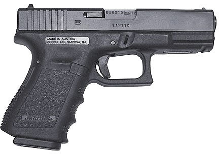 Glock 19 Compact Pistol w Compensator PI1959203, 9mm, 4.02 in, Polymer Grip, Black Finish, Fixed Sights, 15 Rd