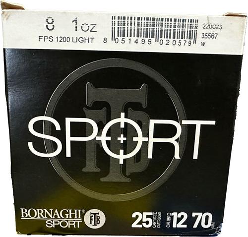Bornaghi Sport Target Loads T1SPORTLIGHT288, 12 Gauge, 2-3/4", 1 oz, 1200 fps, #8 Shot, 25 Rd/bx