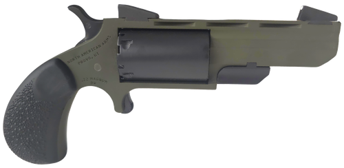 North American Arms Green Huntsman Revolver TGHMB, 22 Magnum (WMR), 2", Black Rubber Grip, Stainless Finish, 5 Rd, Fixed Sights + Holster