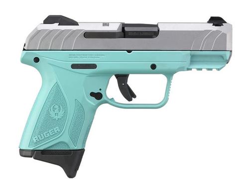 Ruger Security-9 Compact Pistol 3838, 9mm, 3.42in, Turquoise Grip Frame, 10 Rds