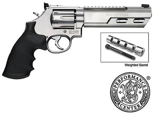 Smith & Wesson 686 Competitor Revolver w/Weighted Barrel 170319, 357 Magnum, 6 in, Hogue Grip, Stainless Finish, 6 Rd
