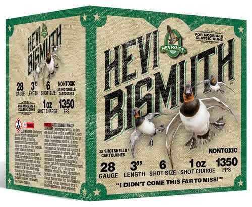 HEVI-Shot HEVI-Bismuth Waterfowl Shotshells HS18436, 28 Gauge, 3", 1 oz, 1350 fps, #6 shot, 25 Rds/box