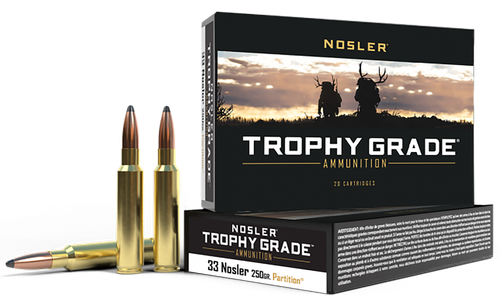 Nosler Trophy Grade Rifle Ammunition 60134, 33 Nosler, Partition, 250 Gr, 2750 fps, 20 Rds