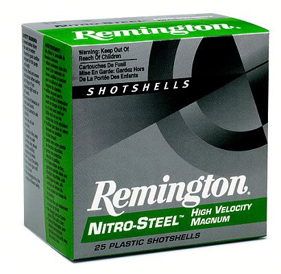 Remington Nitro Steel Shotshells Magnum NS12S4, 12 Gauge, 2-3/4", 1-1/4 oz, 1275 fps, #4 Steel Shotshells Shot, 25 Rds/Bx
