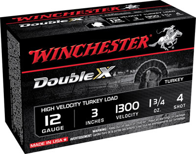 Winchester Supreme High Velocity Turkey Shotshells STH1234, 12 Gauge, 3", 1-3/4 oz, 1300 fps, #4 Copper Pltd Lead Shot, 10 Rd/bx