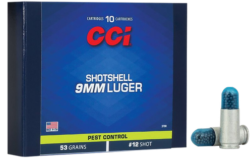 CCI Pest Control ShotShells 3790, 9mm, #12 ShotShell, 53 GR, 1450 fps, 10 Rd/bx