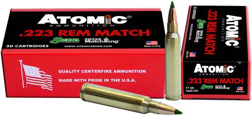 Atomic Rifle Ammunition 00459, 223 Remington/5.56 NATO, Tipped MatchKing, 77 GR, 2600 fps, 20 Rds/Bx