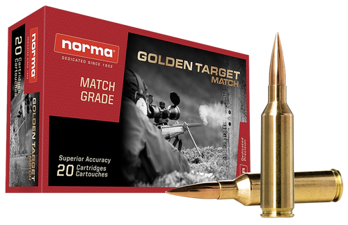 Norma Golden Target Match Rifle Ammunition 10166462, 6.5 PRC, Hollow Point Boat Tail, 143 gr, 2831 fps, 20 Rd/Bx