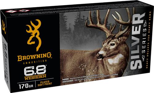 Browning Silver Rifle Ammunition B192600681, 6.8 Western, Plated Soft Point, 170 gr, 2920 fps, 20 Rd/Bx