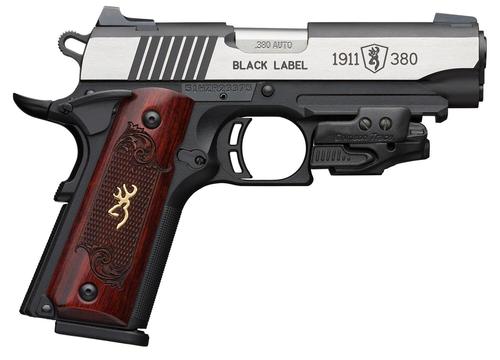 Browning Arms 1911 Black Label Medallion Pistol 051952492, 380 ACP, 4.25", Rosewood w/Gold BuckMark Inlay Grips, Two-Tone Finish, 8 Rds
