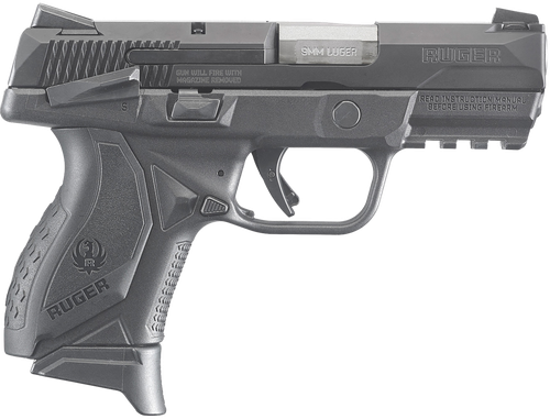 Ruger American Compact Pistol 8639, 9MM, 3.35 in, Manual Safety, Black Synthetic Grip, Black Nitride Finish, 17 Rd