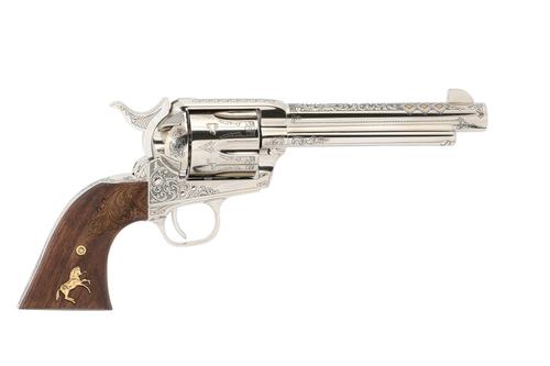 Colt Single Action Army Revolver P1850-LDN, 45 Long Colt, 5.5in, Wood Grips w/Gold Inlay, Custom Engraved, 6 Rds