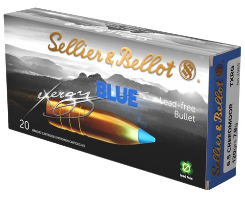 Sellier & Bellot Rifle Ammunition SB65XA, 6.5 Creedmoor, TAC-EX-Blue, 120 gr, 2851 fps, 20 Rd/Bx
