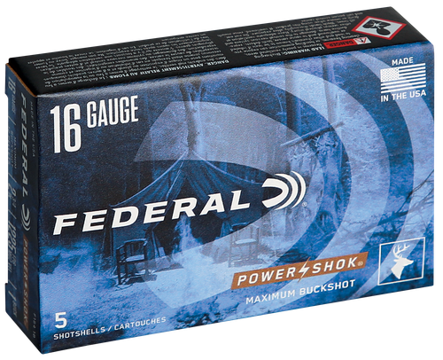 Federal Premium Power Shok F2033B, 20 Gauge, 2-3/4", 20 Pellets, 1200 fps, #3 Lead Buckshot, 5 Rd/bx