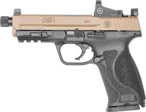Smith & Wesson M&P9 M2.0 Pistol 13450, 9MM, 4.6" Threaded, Black Grips, FDE Finish, 17 Rds