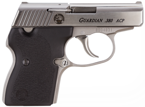 North American Guardian Pistol (CA Approved) 380GUARDS, 380 ACP, 2 1/2", Black Rubber Grip, Stainless Finish, 6 Rd