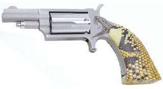 North American Antivenom Revolver NAA22MGBGSG, 22 Magnum (WMR), 1.12 in, Snake Print Grip, Stainless Finish, 5 Rd