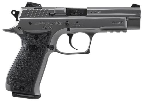 SAR USA K2 Pistol K245ST10, 45 ACP, 4.70in, Serrated Slide & Black Polymer Grips, Stainless Steel Finish, 10 Rds
