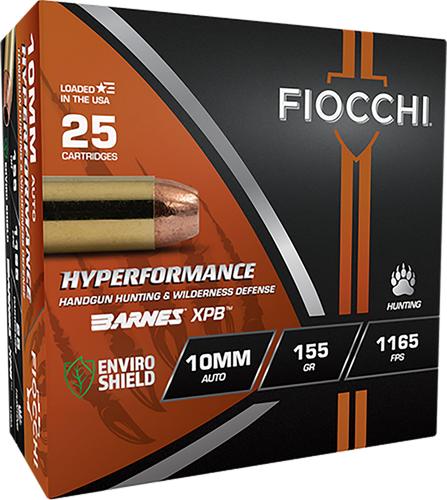 Fiocchi Hyperformance Pistol Ammunition 10BA, 10mm, XPB, 155 gr, 1165 fps, 25 Rd/Bx