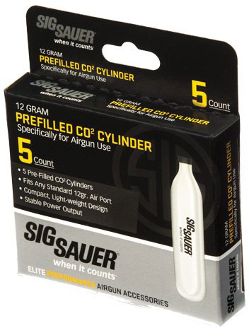 Sig Sauer 12 Gram Prefilled CO2 Cylinder, 5 Pack (AC125)