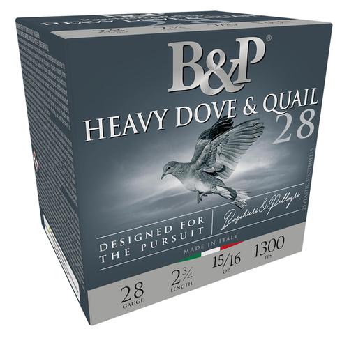 Baschieri & Pellagri Ammunition Heavy Dove & Quail Shotshells 28BD6, 28 Gauge, 2-3/4", 15/16 oz, 1300 fps, #6 Lead , 25 Rds/box