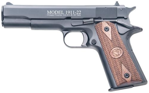Chiappa 1911-22 Standard Pistol 401038, 22 LR, 5in, Stippled Walnut Grips, Blued Finish, 10 Rds