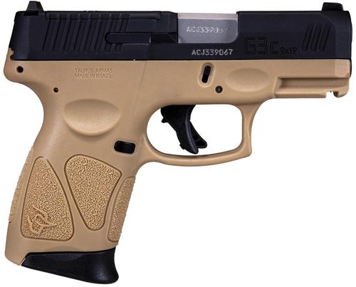 Taurus G3C T.O.R.O Compact Pistol 1G3CP931T, 9mm, 3.26", Tan Polymer Grips, Optic Ready, 12 Rds