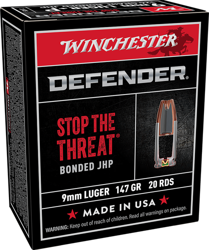 Winchester Supreme Elite Pistol Ammunition S9MMPDB1, 9mm Luger, Bonded PDX1, 147 GR, 20 Rd/bx