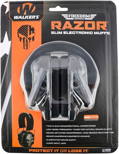 Walker's Razor Freedom Muff Electric Hearing Protection, Punisher Flag (WPRSEMFSPUN)