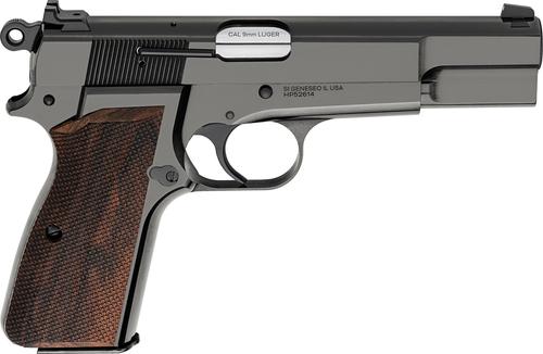Springfield SA-35 Pistol, 9mm, 4.7", Wood Grips, Polished Gloss Blued Finish, 15 Rds