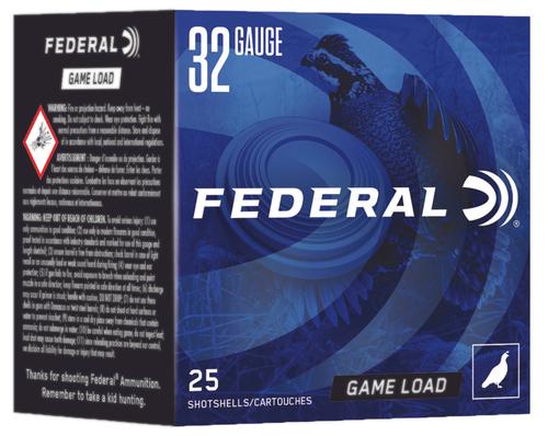 Federal Game-Shok Heavy Field Shotshells N1328, 32 Gauge, 2-1/2", 1/2 oz, 1260 fps, #8 Lead , 25 Rds/box