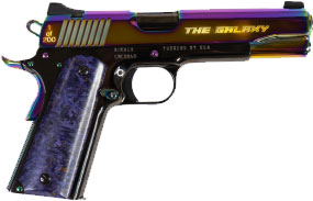 Custom & Collectible Galaxy Edition Kimber 1911 CNCGALAXY1911, 45 ACP, 5", Purple Galaxy Grips, Polished Rainbow Finish, 8 Rds