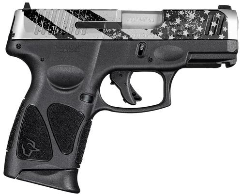 Taurus G3C Compact Pistol 1G3C939US, 9mm, 3.26", Black Polymer Grips, Black US Flag Slide, 12 Rds