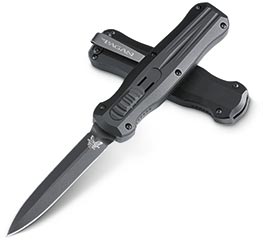 Benchmade Pagan Out-The-Front Automatic Knife w/Double Edge Spear-Point Plain Edge Blade (3320)