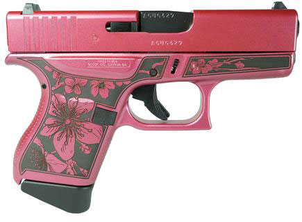 Glock 43 Custom Cherry Bomb Pistol GLUI4350201CB, 9mm, 3.39", Synthetic Grips, Medusa Pink Finish, 6 Rd, Made in USA