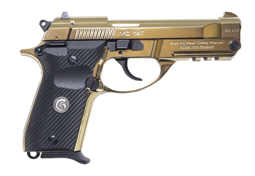 EAA MC 14T Solution Pistol 390870, 380 ACP, 4.50in, Black Polymer Grips, Gold Plated Finish, 13 Rds