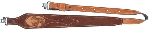 AA&E Leathercraft Deer Head Suede Taper Sling w/Metal Swivels, Mahogany Suede (8502026S210)
