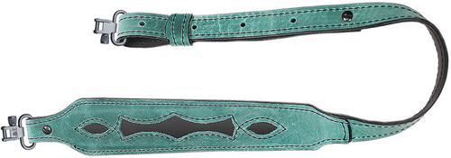 AA&E Leathercraft Black Leather Inlay LT Sling w/Metal Swivels, SeaFoam (8503720S370)
