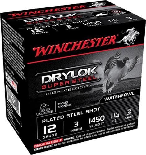 Winchester Supreme High Velocity SSH1233, 12 Gauge, 3", 1-1/4 oz, 1450 fps, #3 Steel Shotshells Shot, 25 Rds/Bx