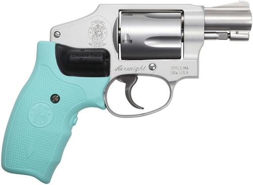 Smith & Wesson 642 Airweight Revolver 12555, 38 Special, 1.87", Robins Egg Crimson Trace Grip, Stainless Finish, 5 Rd