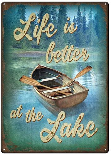 Rivers Edge Products Life Is Better at the Lake Tin Sign